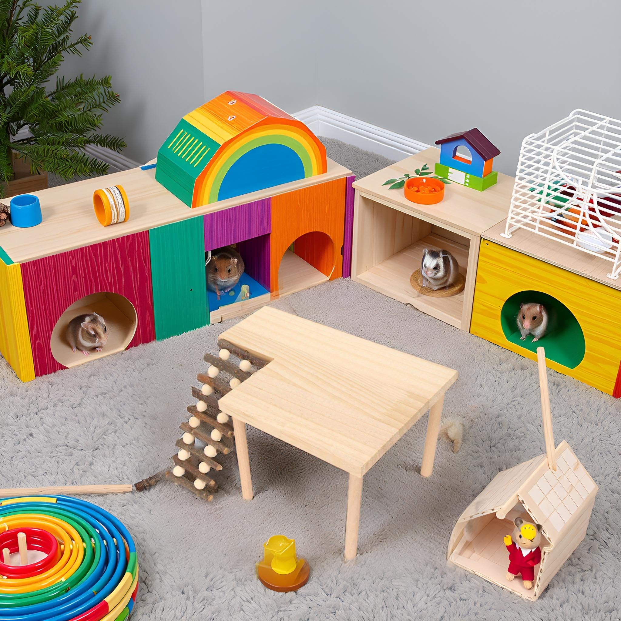 Pssopp Hamster Wooden Standing Board Climbing Ladder Toy for Hamsters Guinea Pigs Chinchillas Gerbils Cage Accessories - View 3 of 9