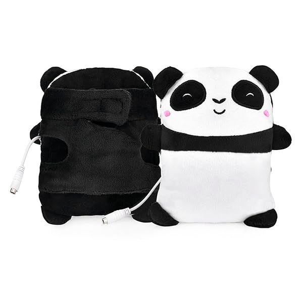 GREUS Cute Panda USB Heating Gloves Soft Plush Fingerless Heated Mittens for Winter Hand Warmers for Women Men Children Party Cosplay Halloween - View 6 of 9