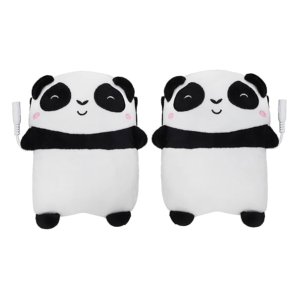 GREUS Cute Panda USB Heating Gloves Soft Plush Fingerless Heated Mittens for Winter Hand Warmers for Women Men Children Party Cosplay Halloween