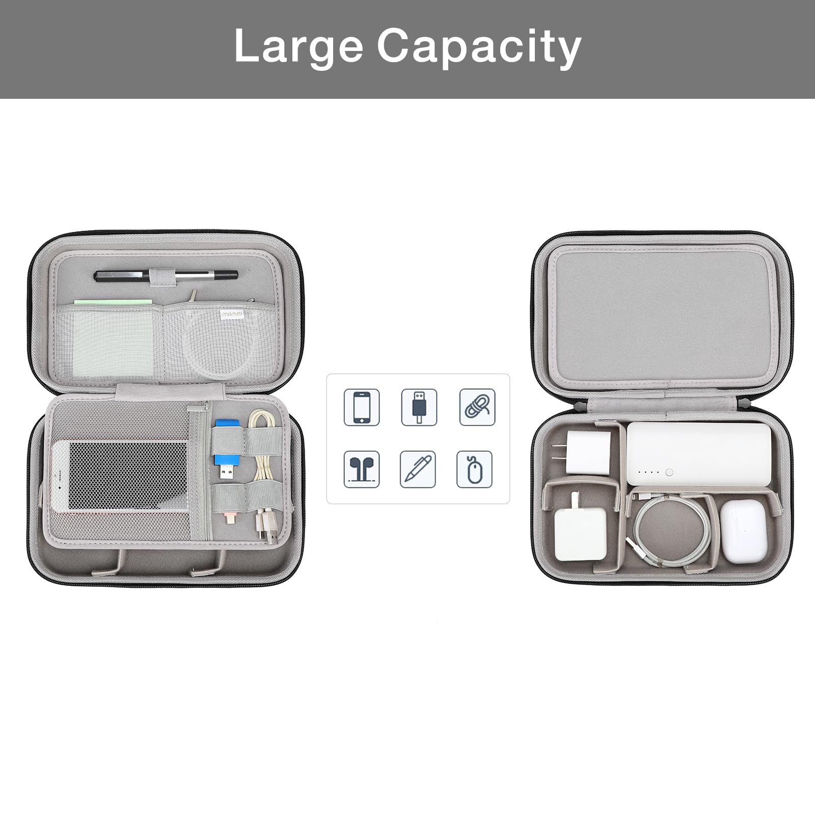 MOSISO Electronic Organizer Travel Case for MacBook Accessories with Modular Inserts and Cable Ties in Black - View 2 of 6