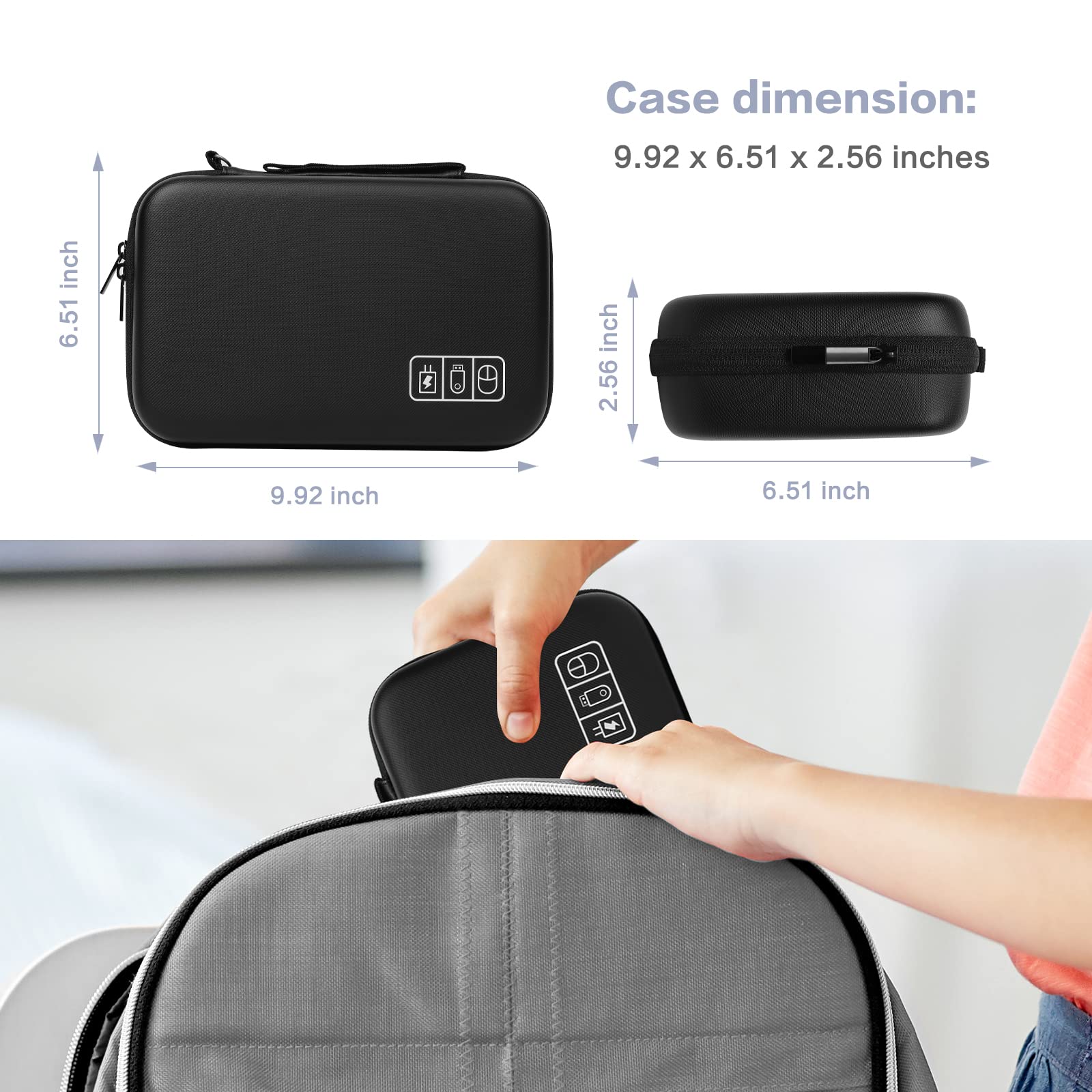 MOSISO Electronic Organizer Travel Case for MacBook Accessories with Modular Inserts and Cable Ties in Black - View 4 of 6