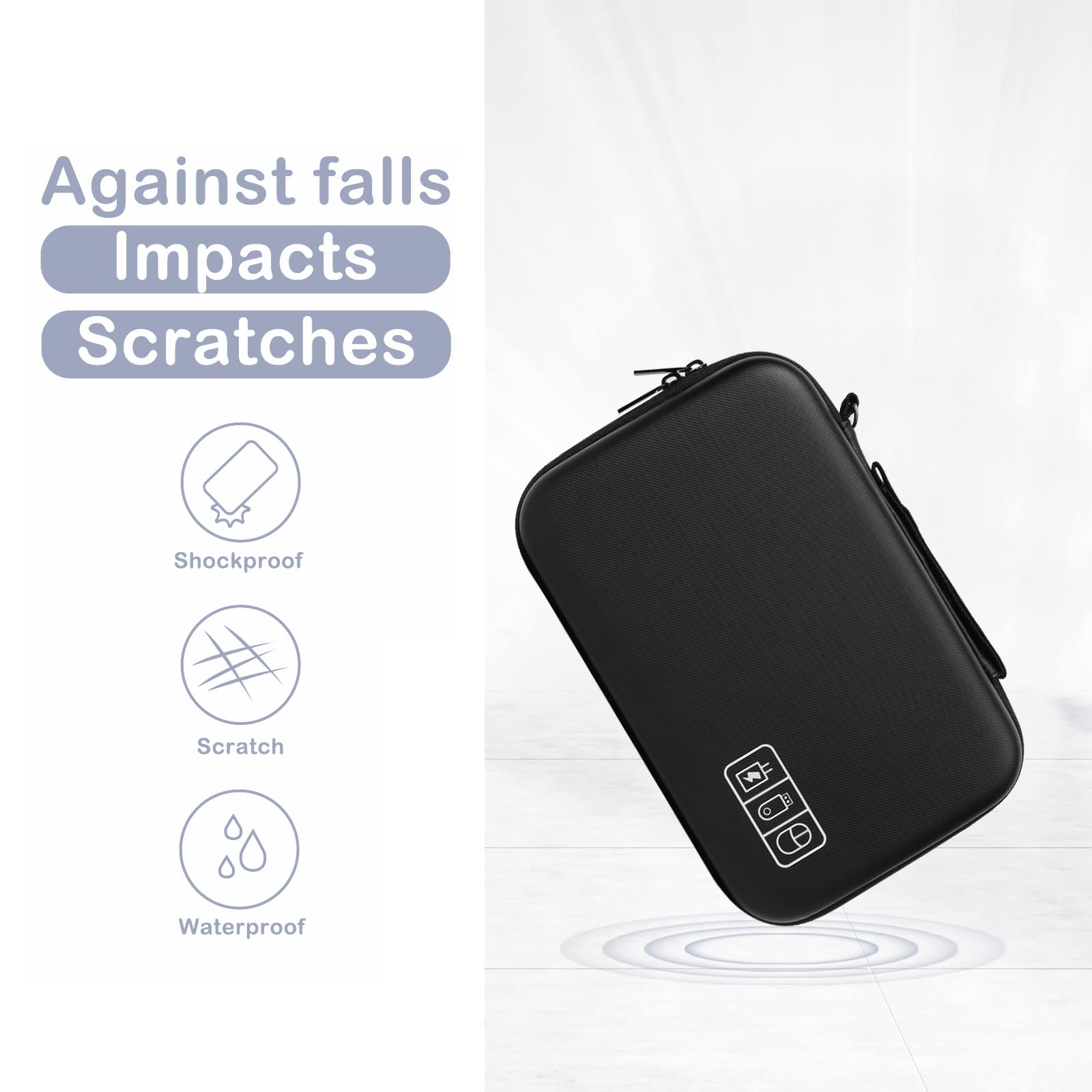 MOSISO Electronic Organizer Travel Case for MacBook Accessories with Modular Inserts and Cable Ties in Black - View 5 of 6