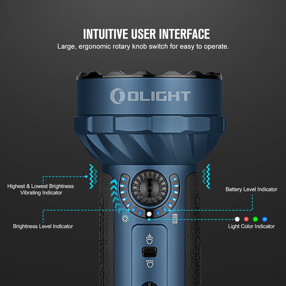 OLIGHT Marauder Mini 7,000 Lumens Bright Flashlight with 600 Meters Beam Distance, Powerful RGB Lights, Magnetic Rechargeable for Outdoors Work, - View 6 of 9
