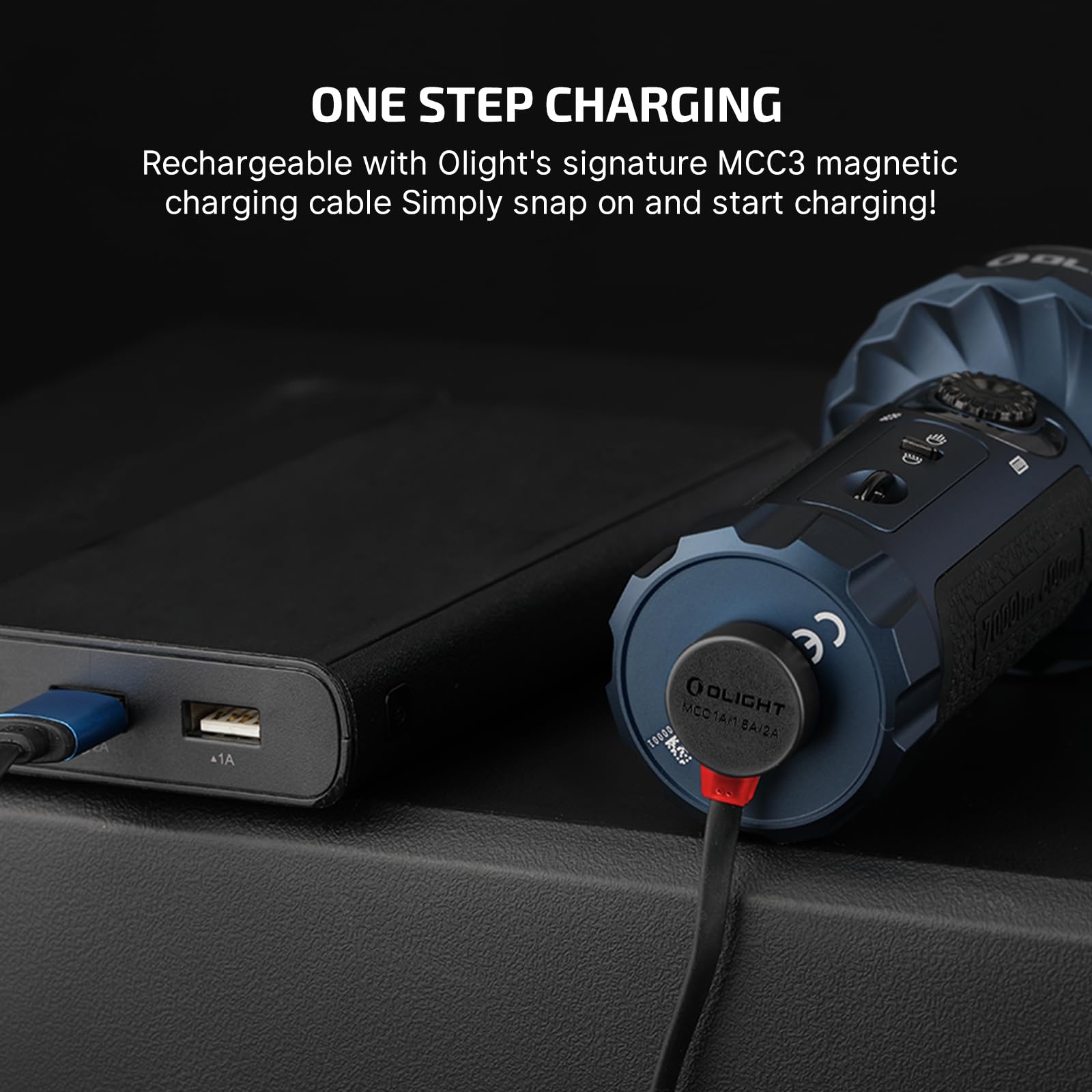 OLIGHT Marauder Mini 7,000 Lumens Bright Flashlight with 600 Meters Beam Distance, Powerful RGB Lights, Magnetic Rechargeable for Outdoors Work, - View 8 of 9