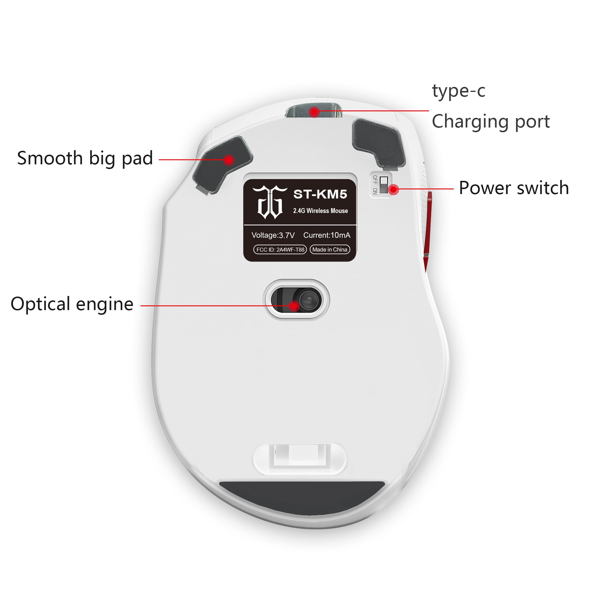 Snpurdiri 2.4G Wireless Gaming Keyboard and Mouse Combo, Include Small 60% Merchanical Feel Ergonomic Design Mini Wireless Mouse(White) - View 5 of 7