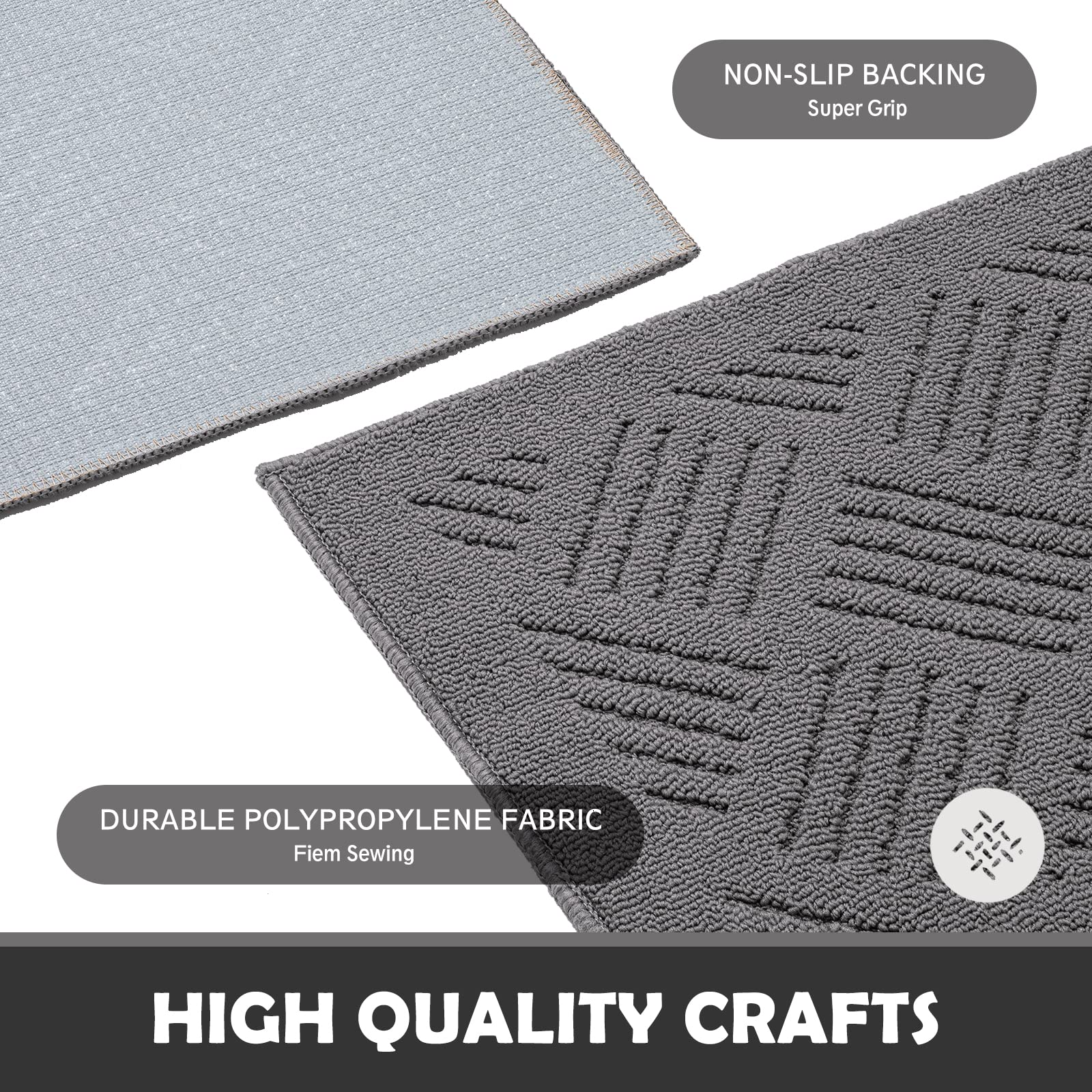 JEEDOVIA JEEDOVIA Indoor Doormat Non Slip Entrance Rug with Rubber Backing Washable Grey 24x36 Low Profile Absorbent Dirt Resistant Floor Mat - View 4 of 7