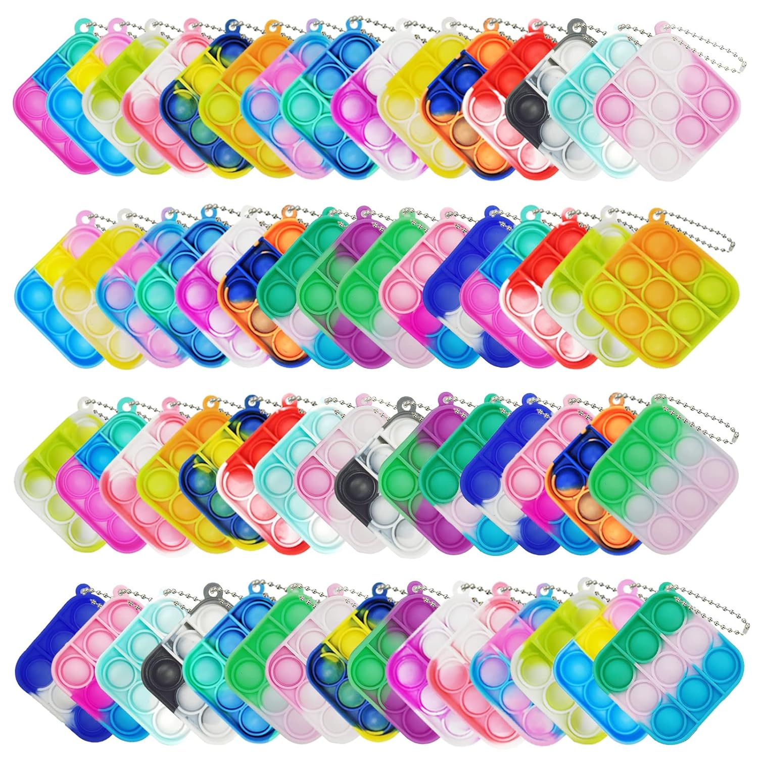 Clanam 120 Pcs Mini Pop Bubble Fidget Toys Silicone Keychain Bulk for Party Favors Classroom Prizes Goodie Bag Stuffers Gifts for Kids Students