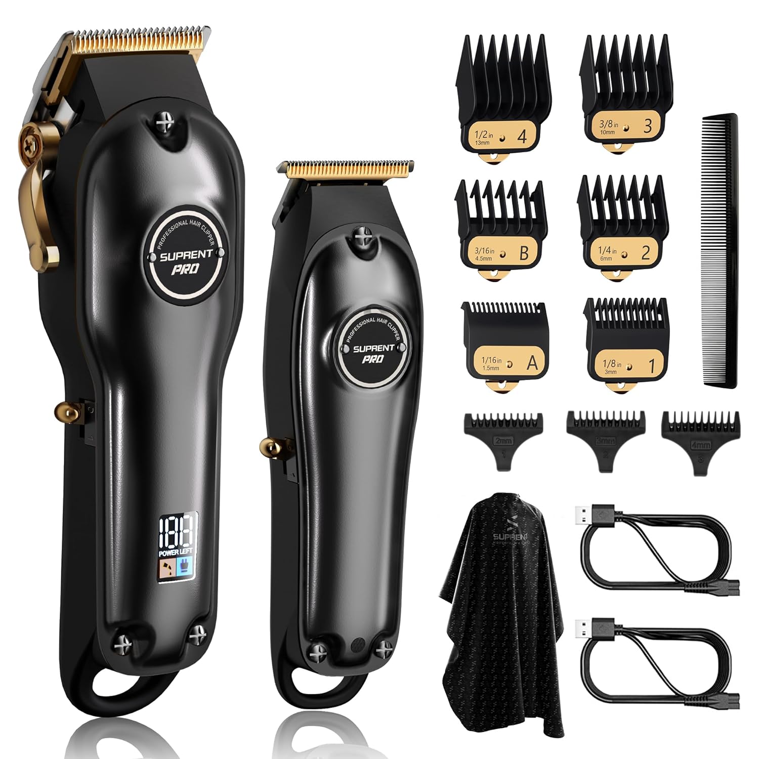 SUPRENT SUPRENT PRO Professional Hair Clippers for Men Cordless Hair Cutting Kit with T-Blade Trimmer and LED Display Perfect for Gifts