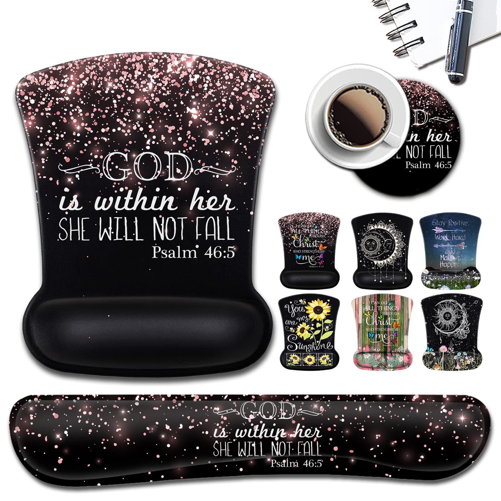 Ergonomic Gel Mouse Pad with Wrist Support, Memory Foam Keyboard Wrist Rest,Non-Slip PU Base for Home Office Working Studying Easy Typing and Pain