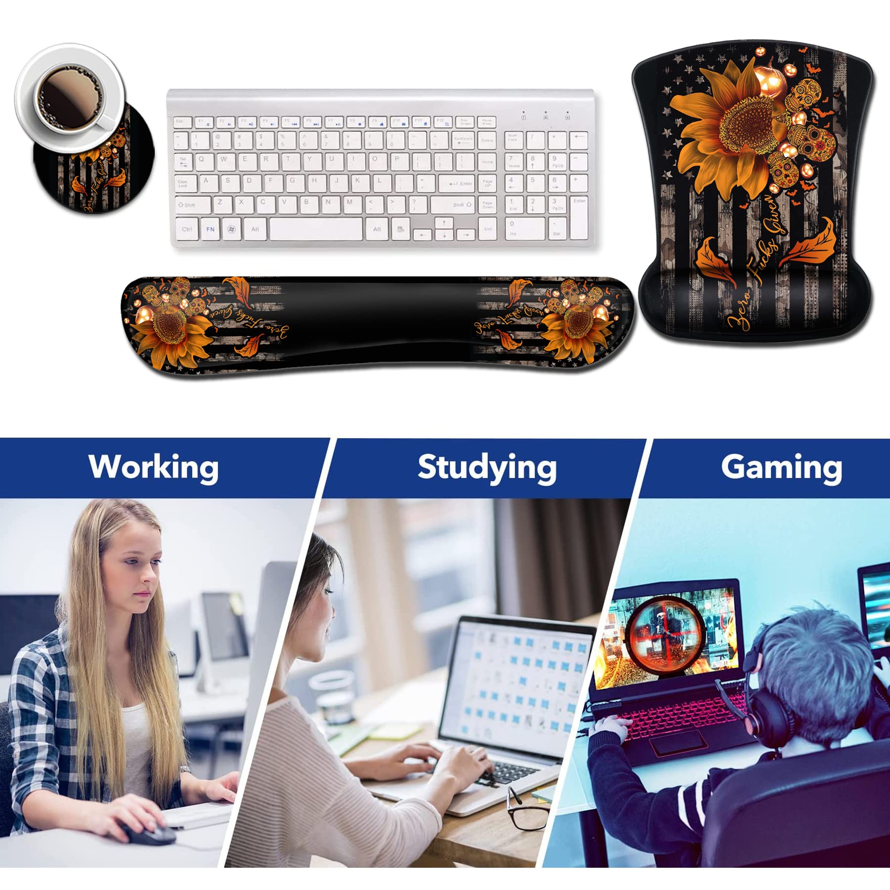 Ergonomic Mouse Pad with Gel Wrist Rest Support, Suitable for Office Typing, Games Mouse Pads Memory Foam Keyboard Wrist Rest Relieves Wrist Fatigue, - View 6 of 7