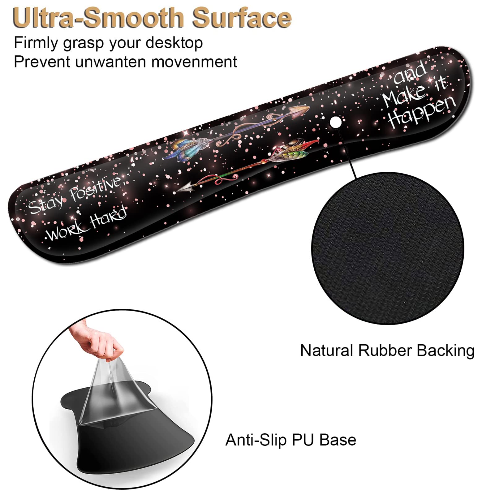 Mouse Pad with Wrist Support, Ergonomic Gel Mouse Pad, Memory Foam Keyboard Wrist Rest, Suitable for Office Typing, Games, Desktop Decoration, Rose - View 3 of 7