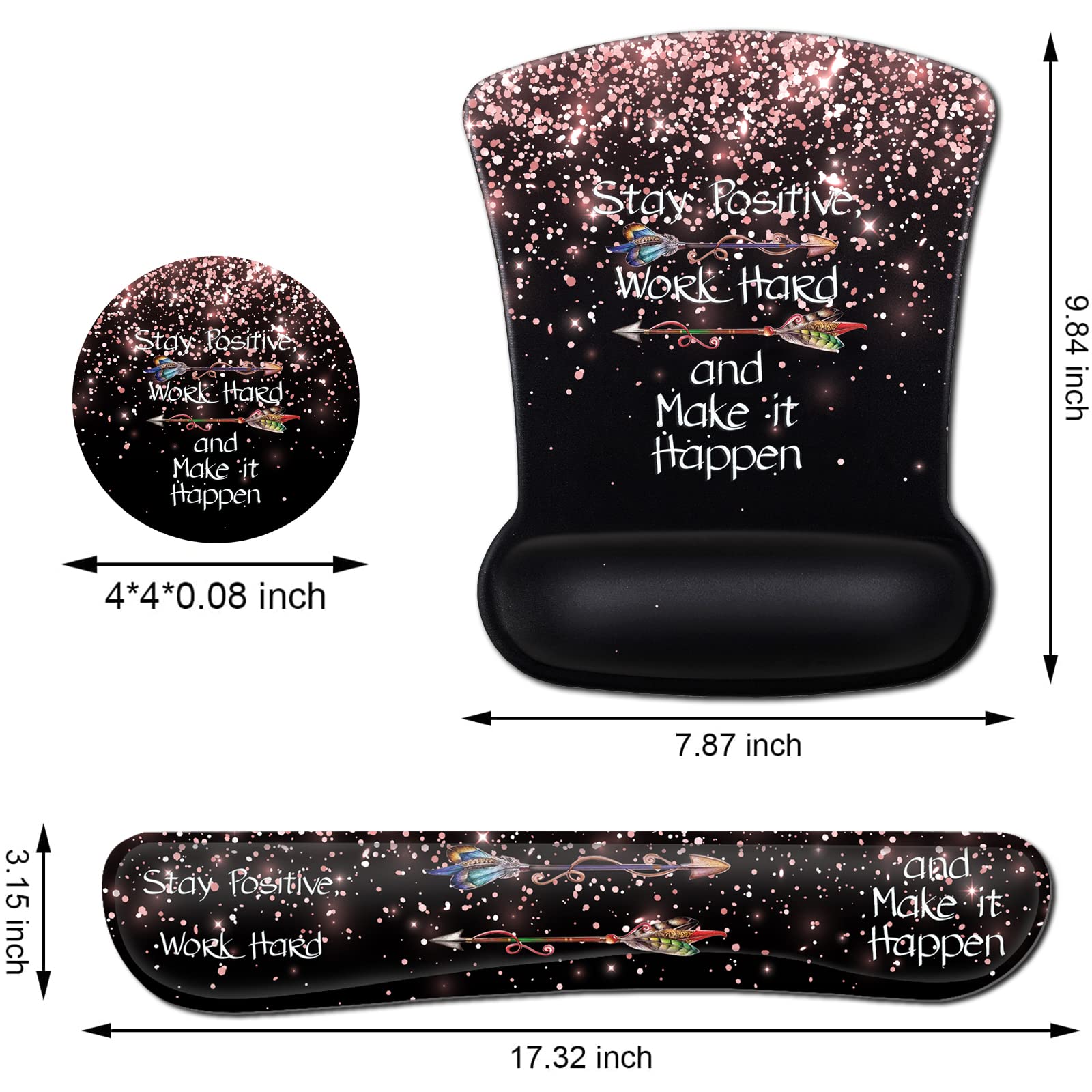 Mouse Pad with Wrist Support, Ergonomic Gel Mouse Pad, Memory Foam Keyboard Wrist Rest, Suitable for Office Typing, Games, Desktop Decoration, Rose - View 5 of 7