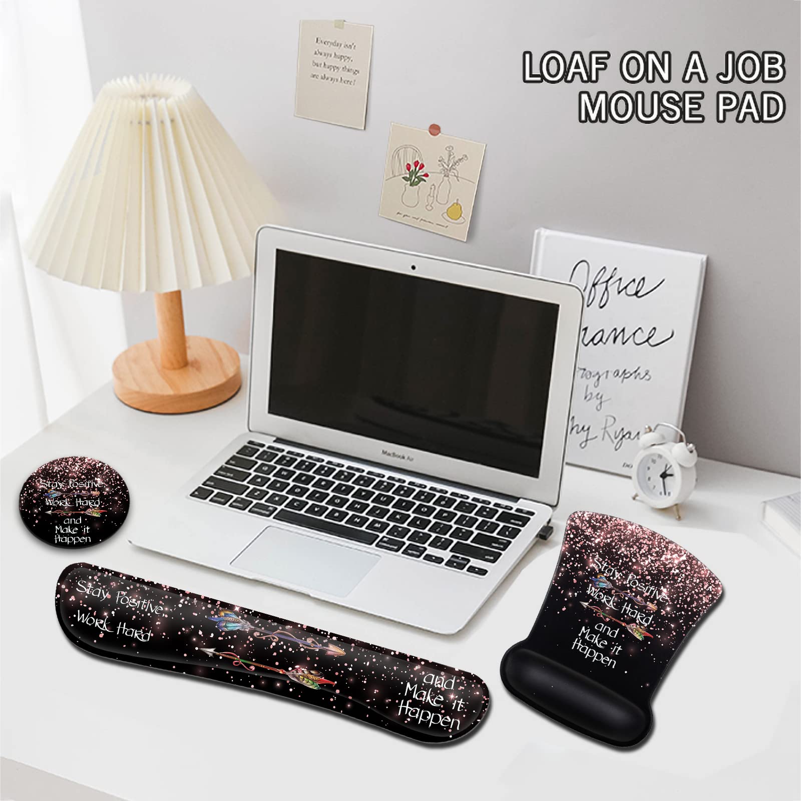 Mouse Pad with Wrist Support, Ergonomic Gel Mouse Pad, Memory Foam Keyboard Wrist Rest, Suitable for Office Typing, Games, Desktop Decoration, Rose - View 7 of 7