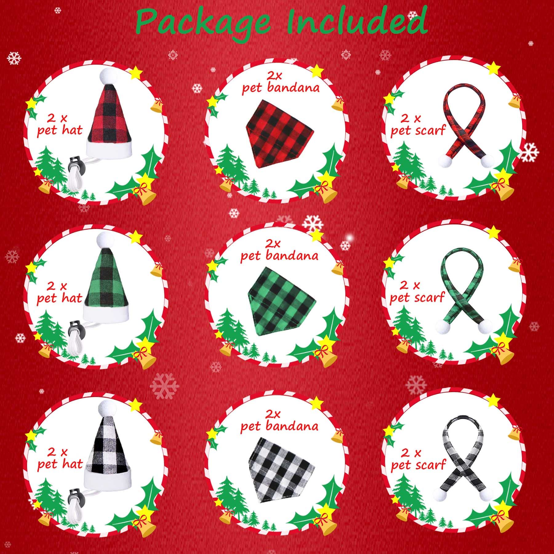 JOTFA JOTFA 6 Pieces Christmas Costumes for Bearded Dragons and Small Pets with Hats and Bandanas - View 2 of 7