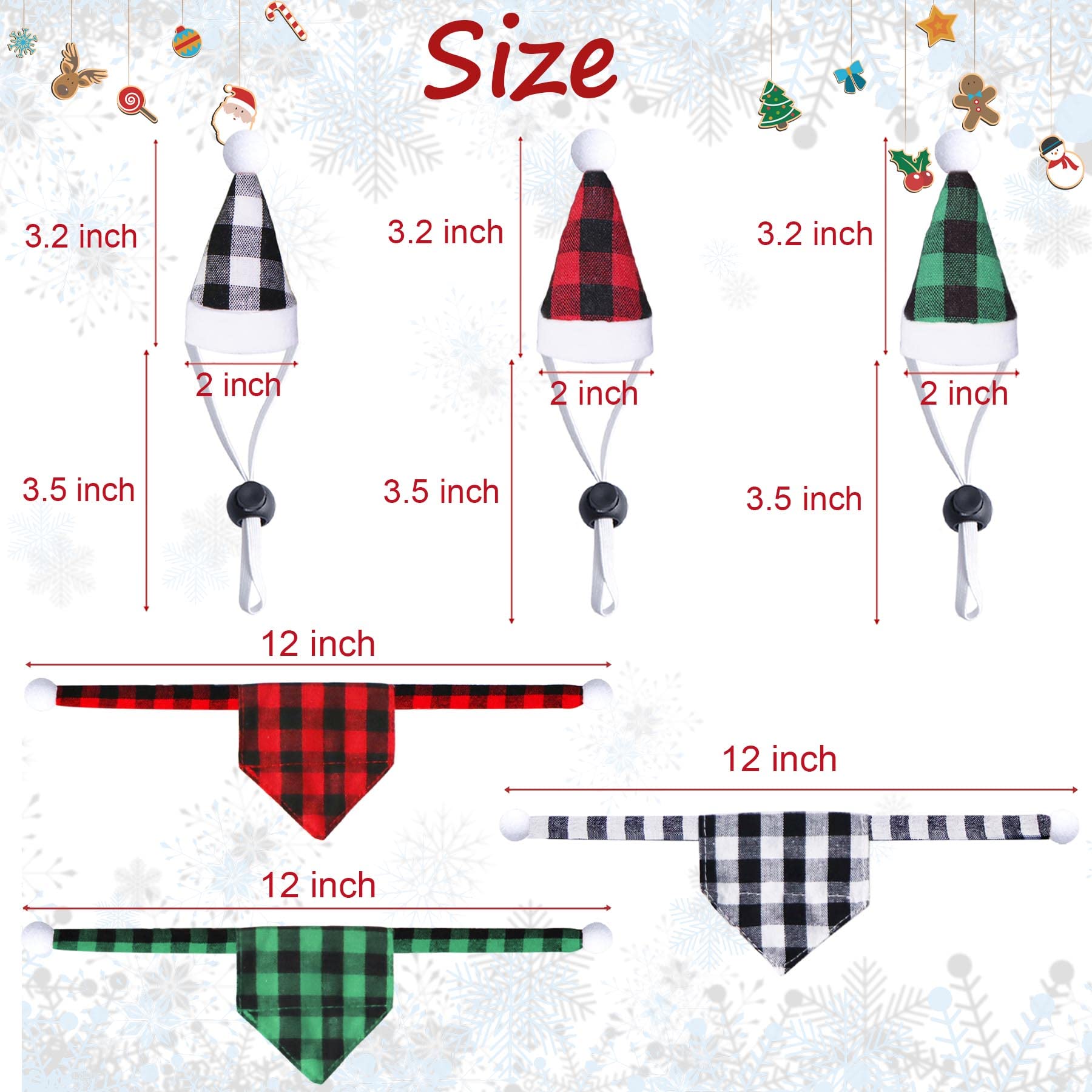 JOTFA JOTFA 6 Pieces Christmas Costumes for Bearded Dragons and Small Pets with Hats and Bandanas - View 3 of 7