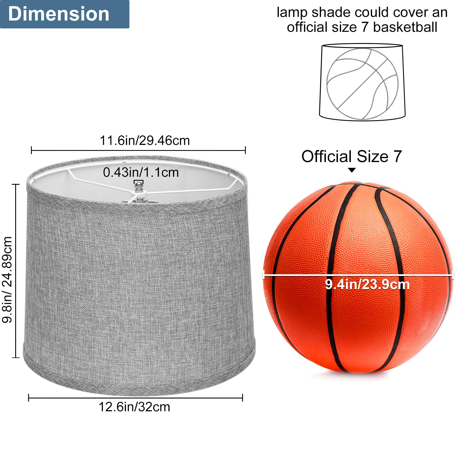 Seaside village Drum Lampshades Set of 2 Gray Fabric 12.6 x 11.6 Inches Easy Assembly Spider Fitter Home Decor Lighting - View 2 of 6