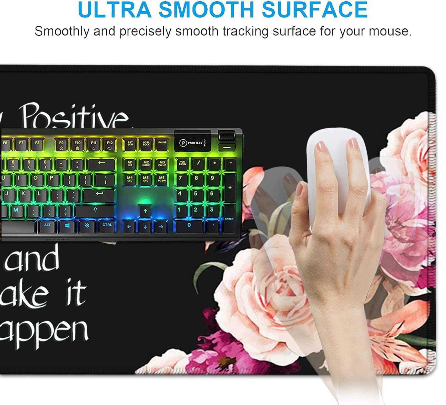 Large Mouse Pad with Wrist Support Set,Memory Foam Keyboard Wrist Rest +XXL Extended Gaming Mouse Pad + Ergonomic Mouse Wrist Pad,Peony Flower - View 5 of 8