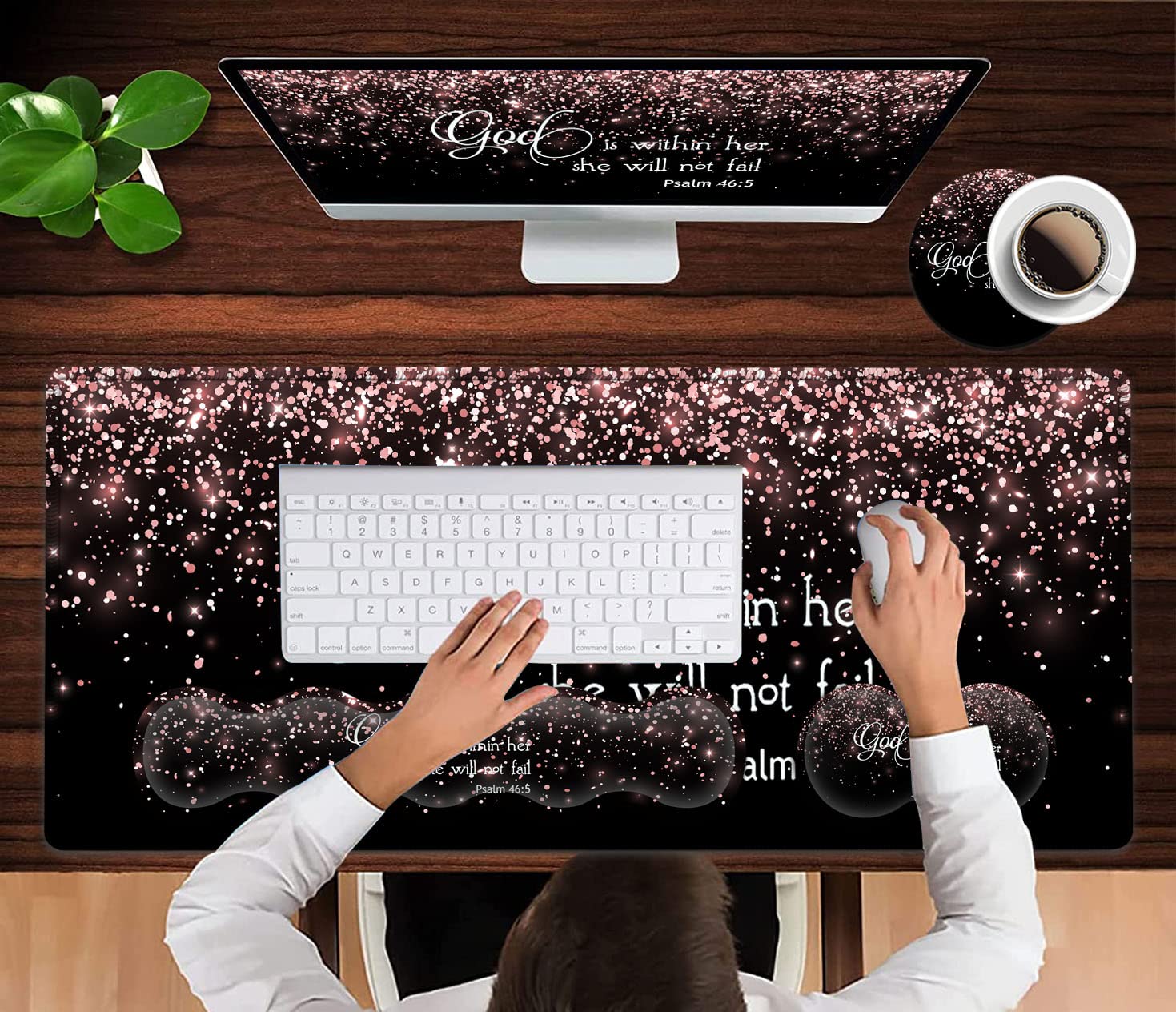 Large Mouse Pad with Wrist Support Set,Memory Foam Keyboard Wrist Rest+Extended Gaming Mouse Pad+Ergonomic Mouse Wrist Rest, Laptop Desk Writing Mat - View 4 of 7