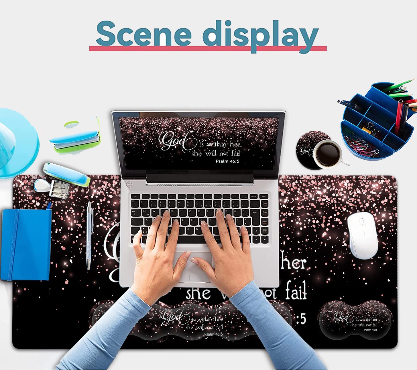 Large Mouse Pad with Wrist Support Set,Memory Foam Keyboard Wrist Rest+Extended Gaming Mouse Pad+Ergonomic Mouse Wrist Rest, Laptop Desk Writing Mat - View 7 of 7