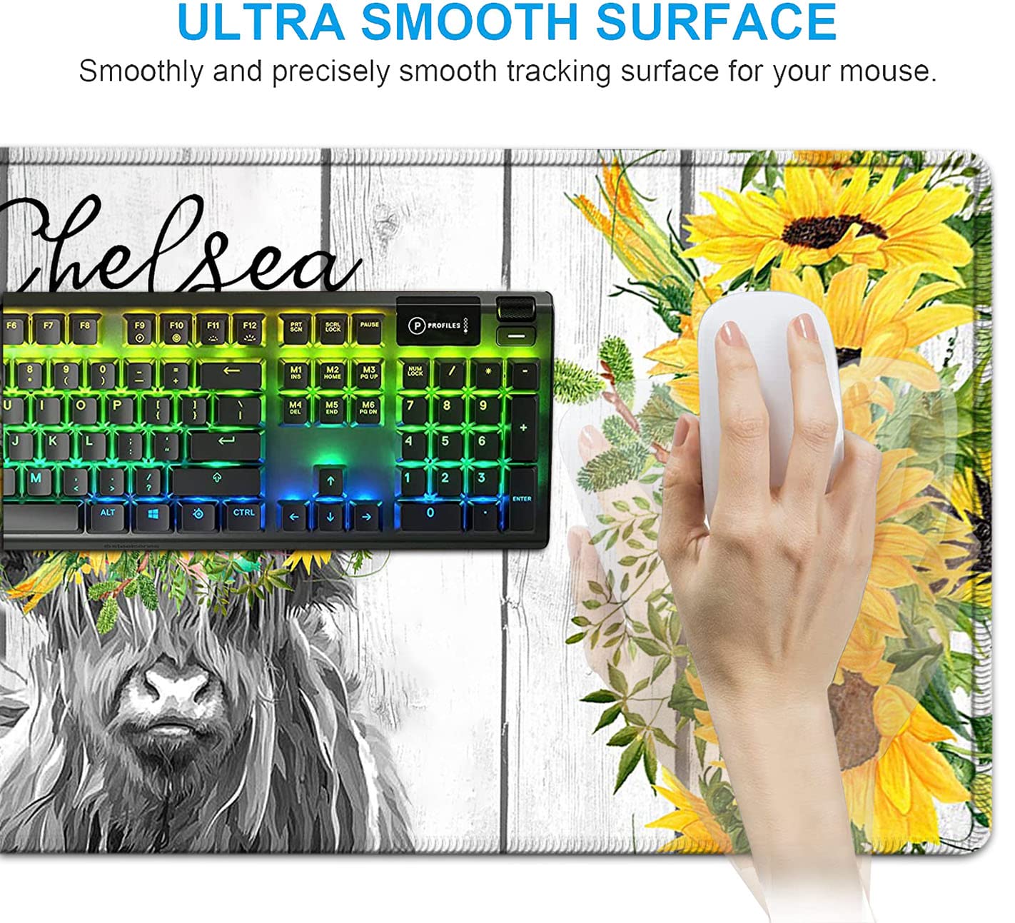 Large White Mouse Pad, Gaming Mouse Pad Memory Foam Keyboard Wrist Rest, Extended Office Desk Mat, Office Desk Pad with Stitched Edges, Laptop Desk - View 5 of 7