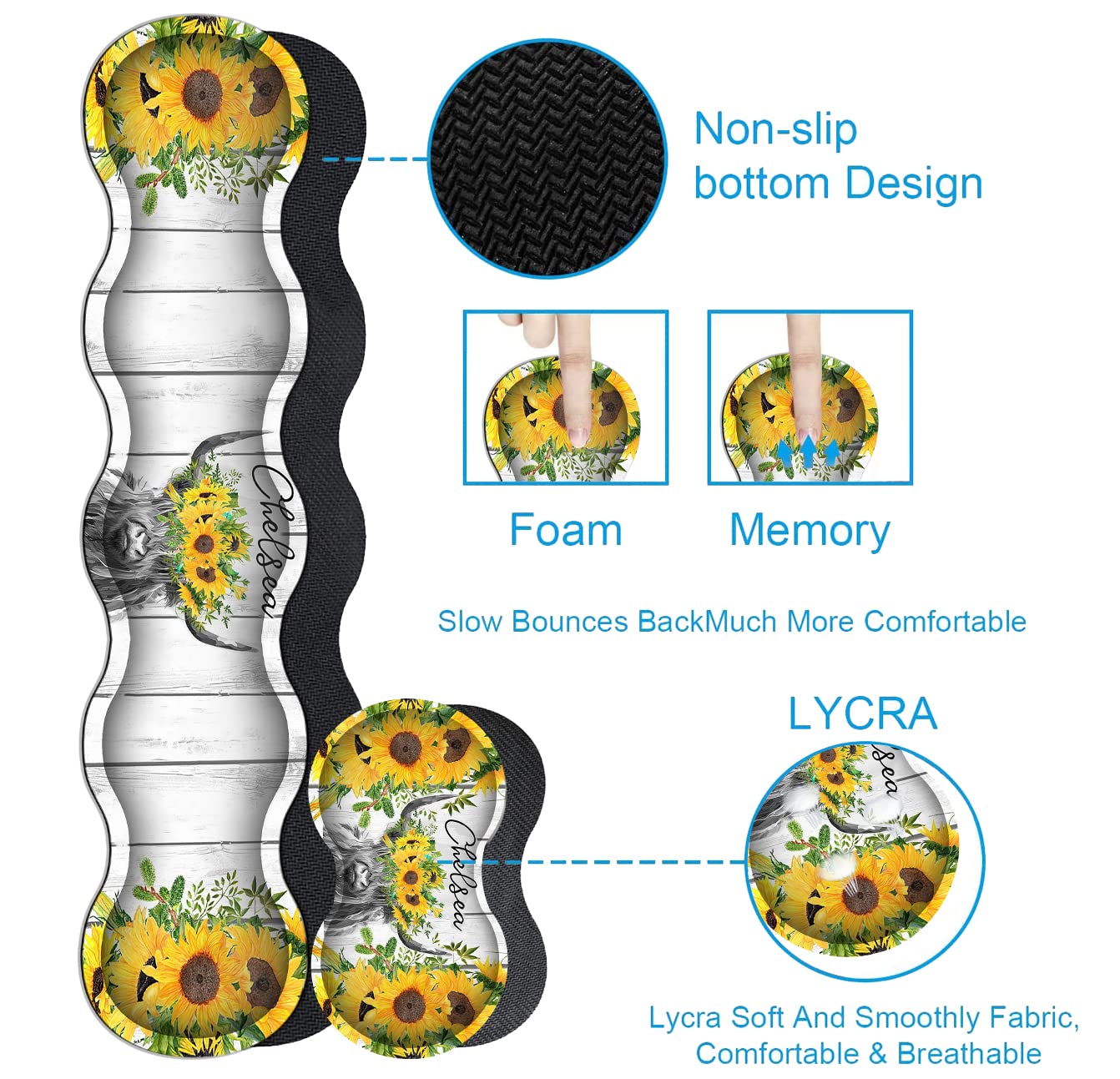 Large White Mouse Pad, Gaming Mouse Pad Memory Foam Keyboard Wrist Rest, Extended Office Desk Mat, Office Desk Pad with Stitched Edges, Laptop Desk - View 6 of 7