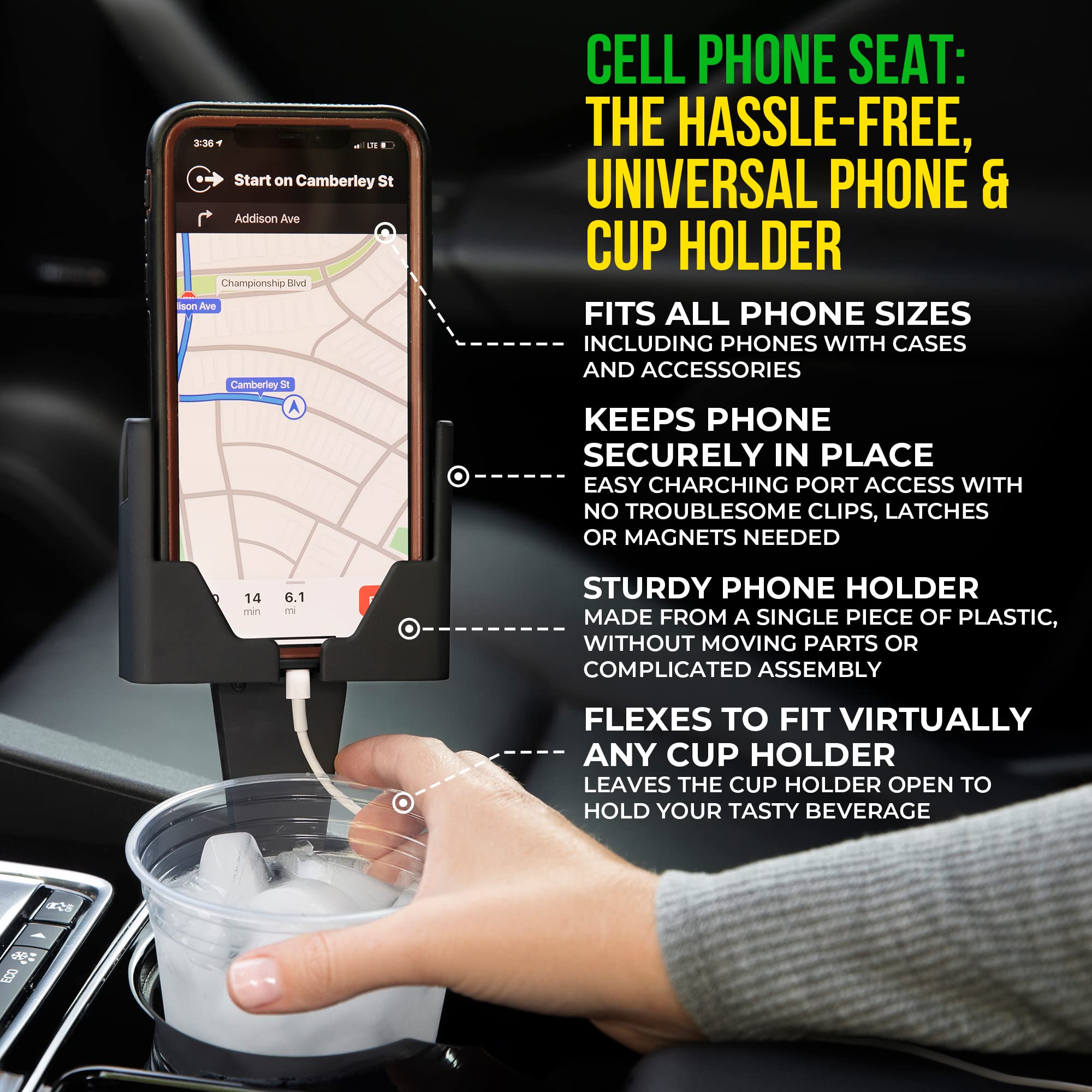 Phone Holders for Your Car, Cup Holder Phone Mount, Universal Adjustable Expander Cradle Hands-Free Driving - Compatible with All Smartphones Car - View 5 of 9