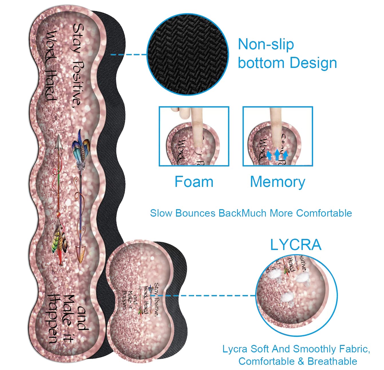 Large Mouse Pad, Desk Mat, Keyboard Pad+ Ergonomic Keyboard Wrist Rest Set,Extended Laptop Protector Writing Mat for Home Office Desktop, Psalm 46:5 - View 6 of 7