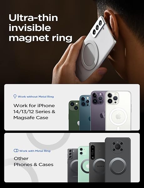 LISEN LISEN MagSafe Car Mount Strong Magnetic Phone Holder for Dashboard Vent Compatible with iPhone 16 to 12 Pro Max Silver - View 9 of 9