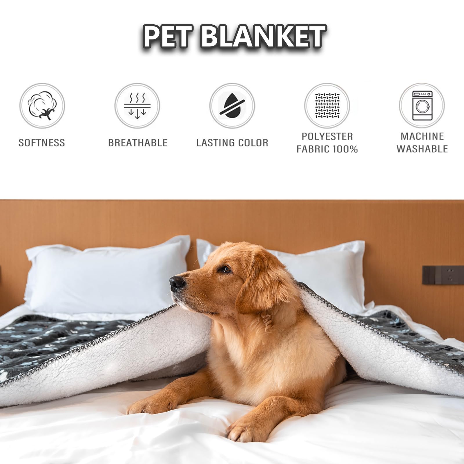 AIWEK AIWEK Waterproof Dog Blanket Super Soft Warm Fluffy Urine Proof Washable Outdoor Pet Blanket for Large Dogs and Cats 40x30 Inches - View 6 of 7