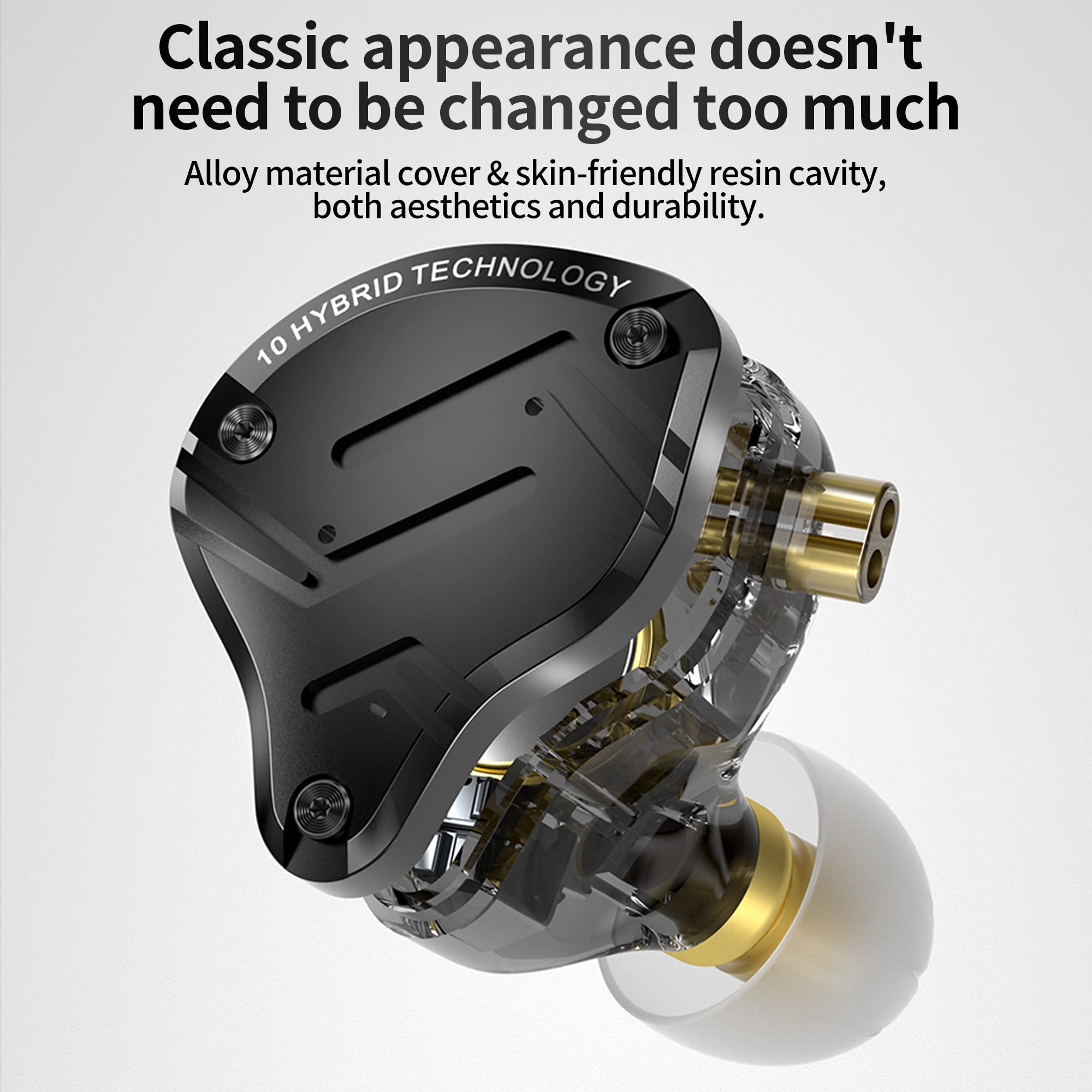 KZ ZS10 PRO X in Ear Monitor Headphones, Upgrade 4BA+1DD Hybrid Driver IEM Earphones, HiFi Metal Wired Gaming Earbuds, for Singers Bass Player - View 6 of 8