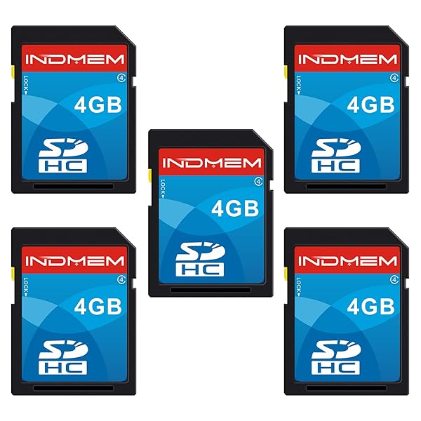 Sinobright INDMEM 4GB SD Card 5 Pack SDHC Class 4 Flash Memory Cards for Digital Cameras