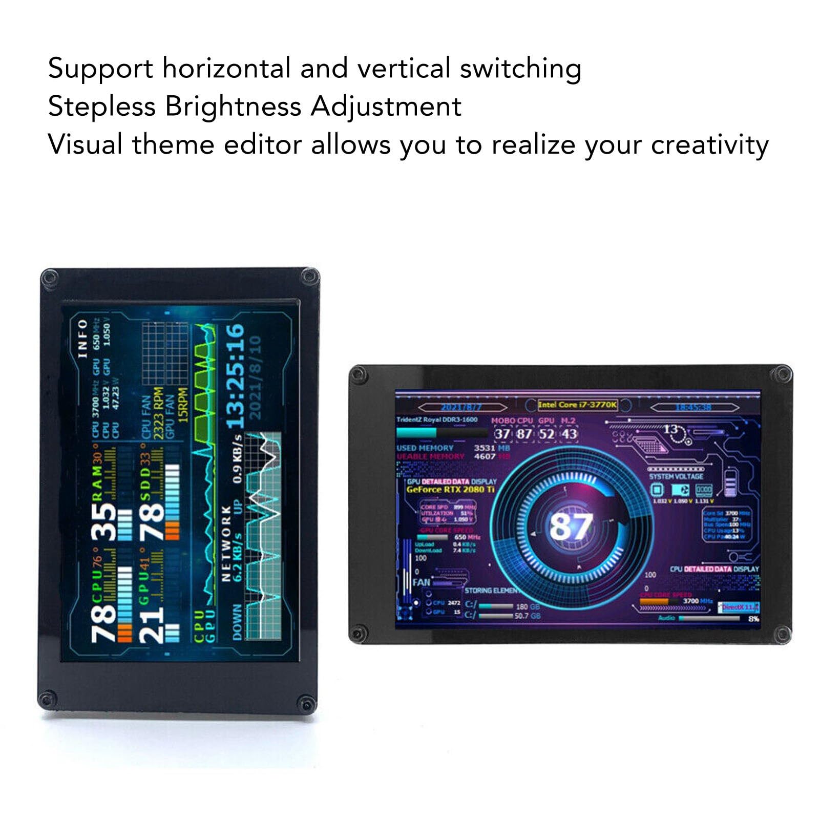 ASHATA ASHATA 3.5 Inch IPS USB Mini Screen PC Sensor Panel Display for Computer Temp and CPU GPU Data Monitoring - View 4 of 9