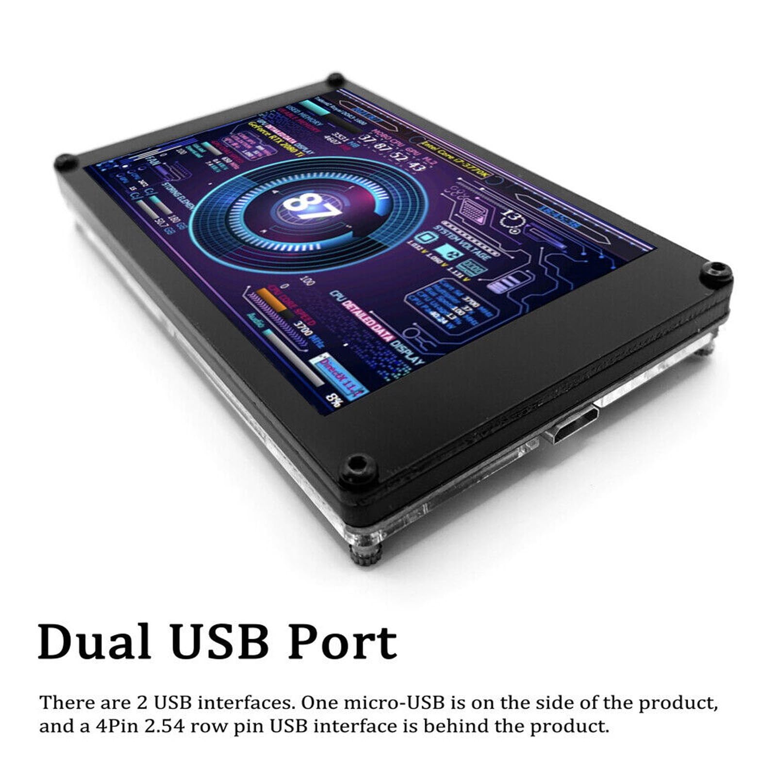 ASHATA ASHATA 3.5 Inch IPS USB Mini Screen PC Sensor Panel Display for Computer Temp and CPU GPU Data Monitoring - View 5 of 9