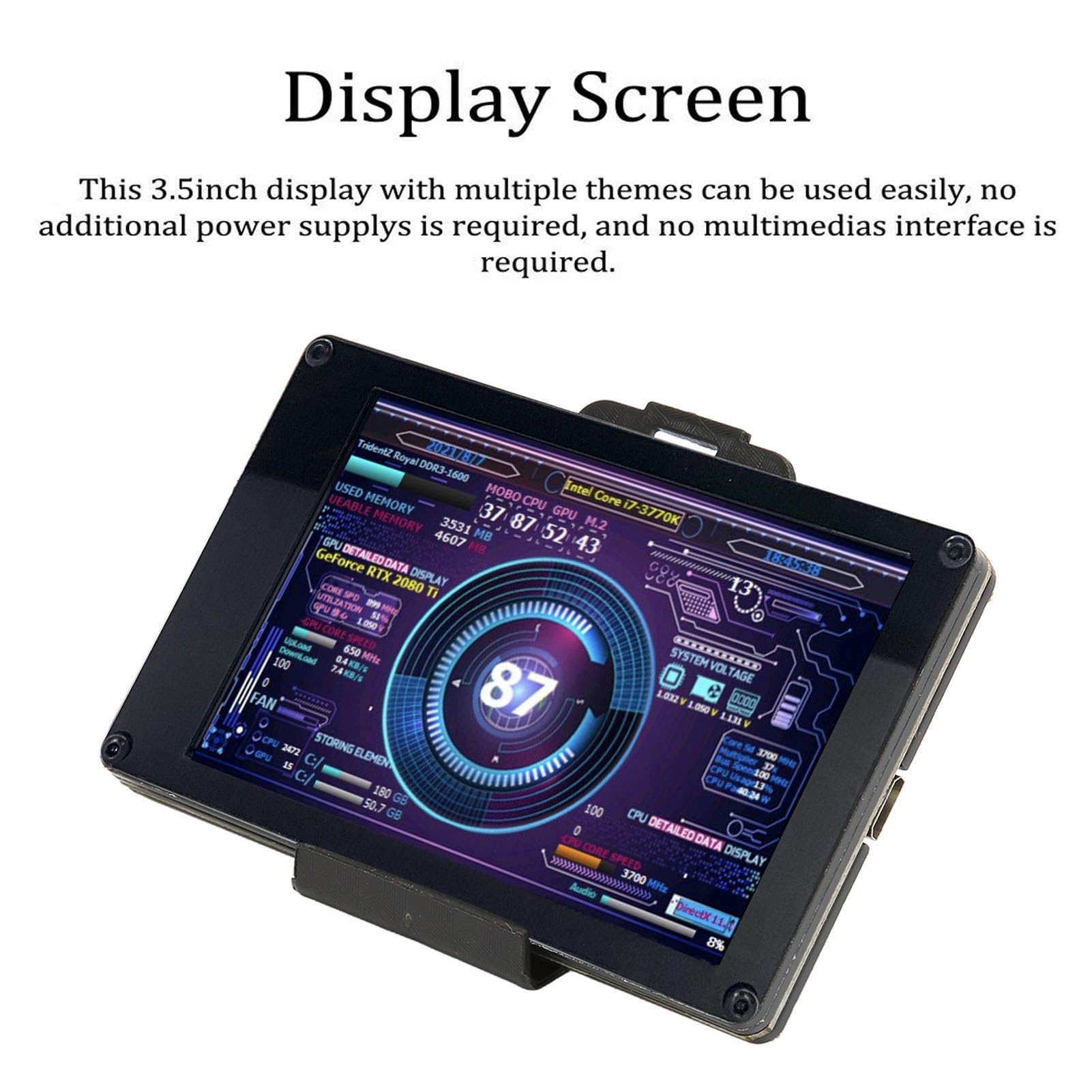 ASHATA ASHATA 3.5 Inch IPS USB Mini Screen PC Sensor Panel Display for Computer Temp and CPU GPU Data Monitoring - View 6 of 9