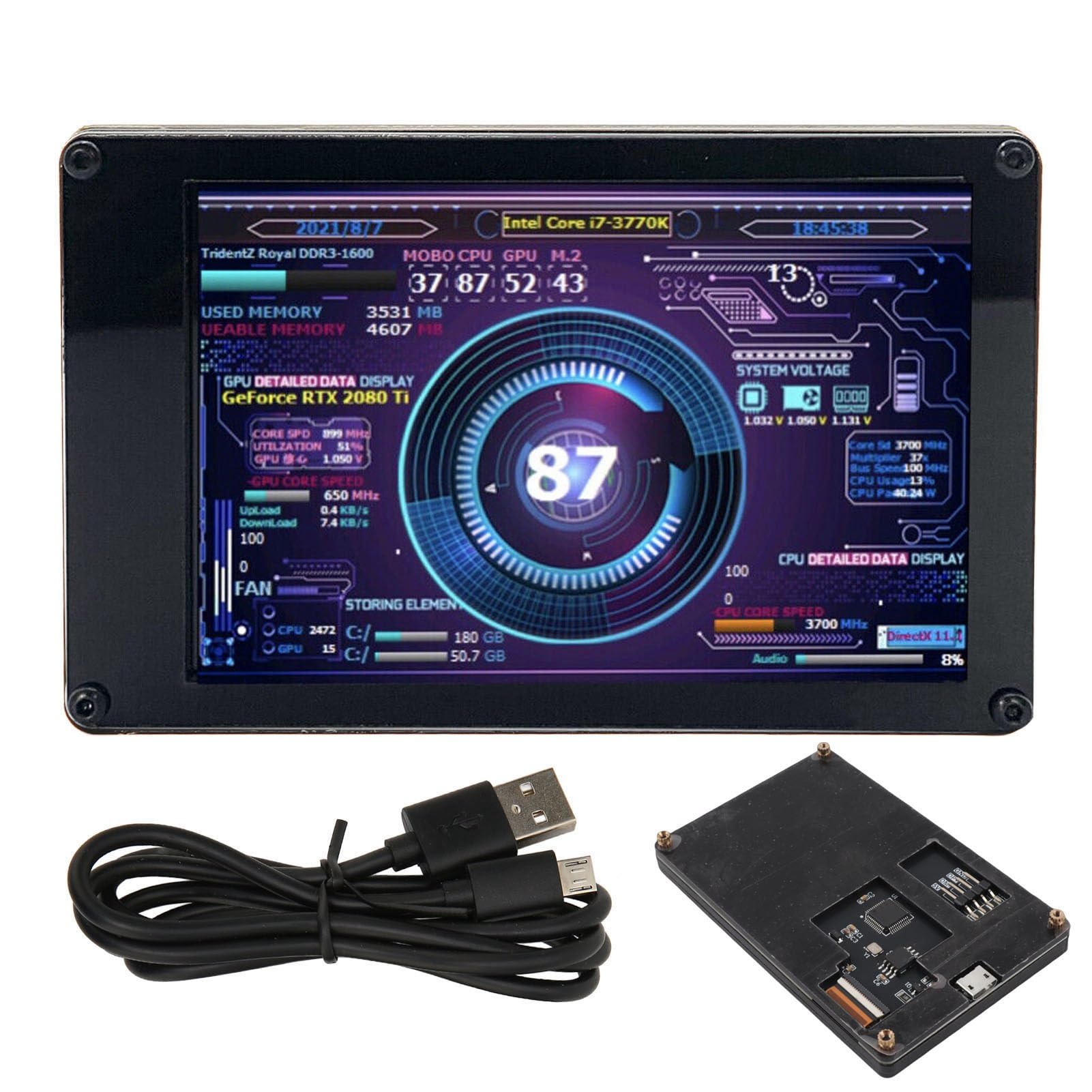 ASHATA ASHATA 3.5 Inch IPS USB Mini Screen PC Sensor Panel Display for Computer Temp and CPU GPU Data Monitoring - View 8 of 9