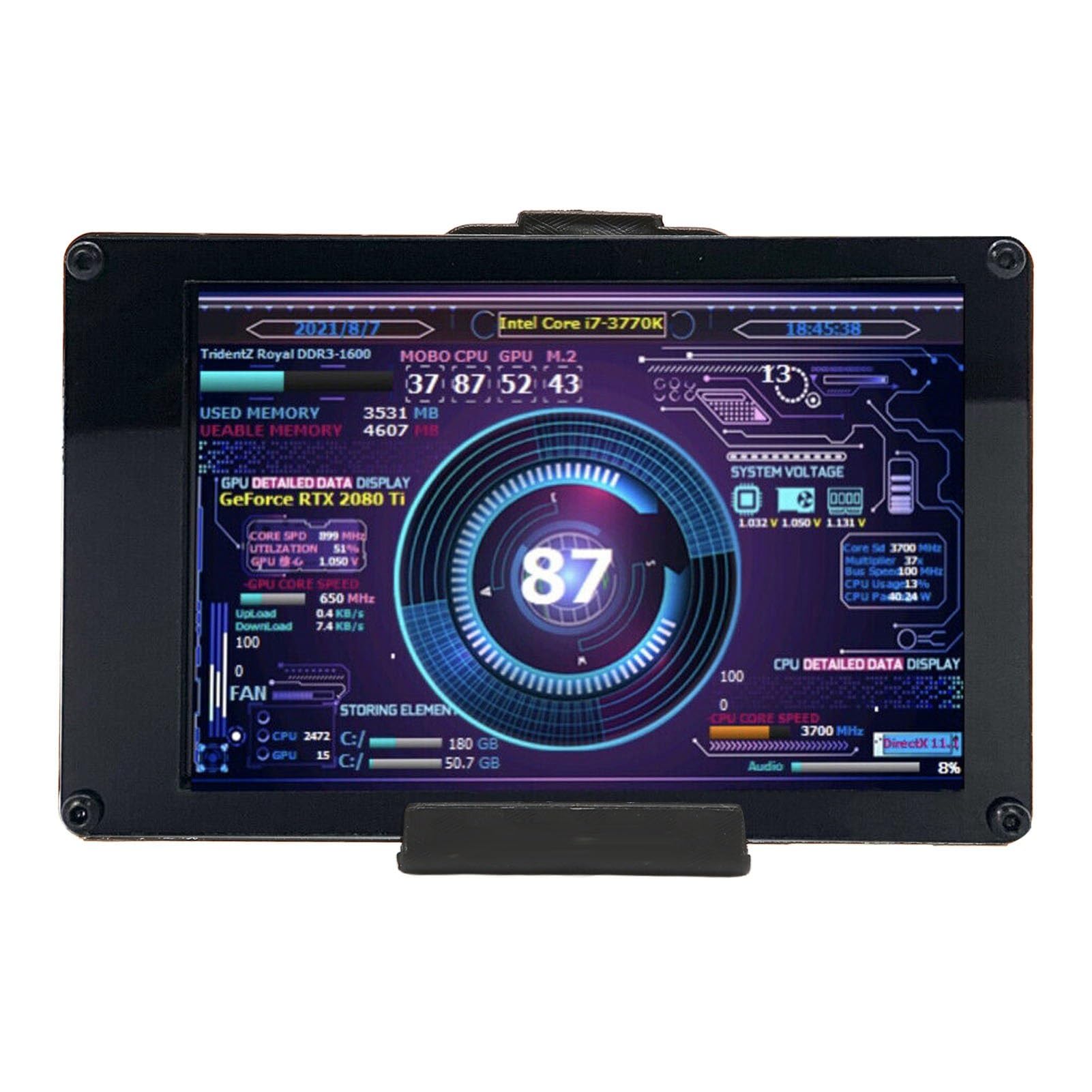 ASHATA 3.5 Inch IPS USB Mini Screen PC Sensor Panel Display for Computer Temp and CPU GPU Data Monitoring
