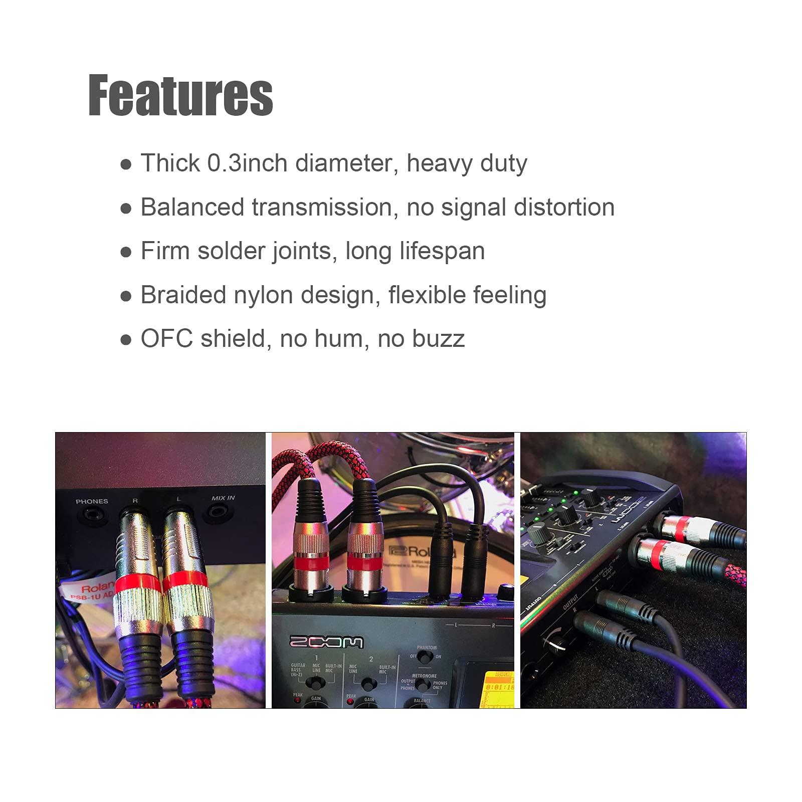 Mugteeve XLR Female to 1 4" TRS Cable Adapter Balanced, 15 Feet 6.35 mm Stereo Quarter Inch TRS to XLR Microphone Cable, Nylon Braided, OFC Shielded, - View 6 of 7