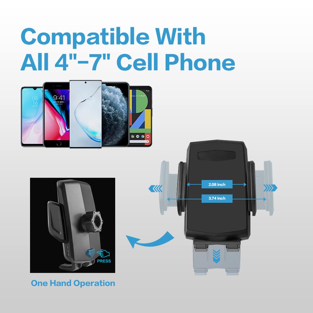 VARGTR 2-in-1 Cup Holder Phone Mount, Universal Adjustable Gooseneck Cup Holder, 360 Rotation, One-Button Release, Fits 4"-7" Phones - View 4 of 7