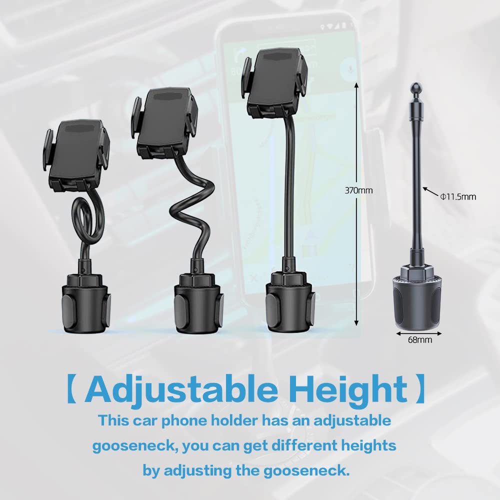 VARGTR 2-in-1 Cup Holder Phone Mount, Universal Adjustable Gooseneck Cup Holder, 360 Rotation, One-Button Release, Fits 4"-7" Phones - View 5 of 7