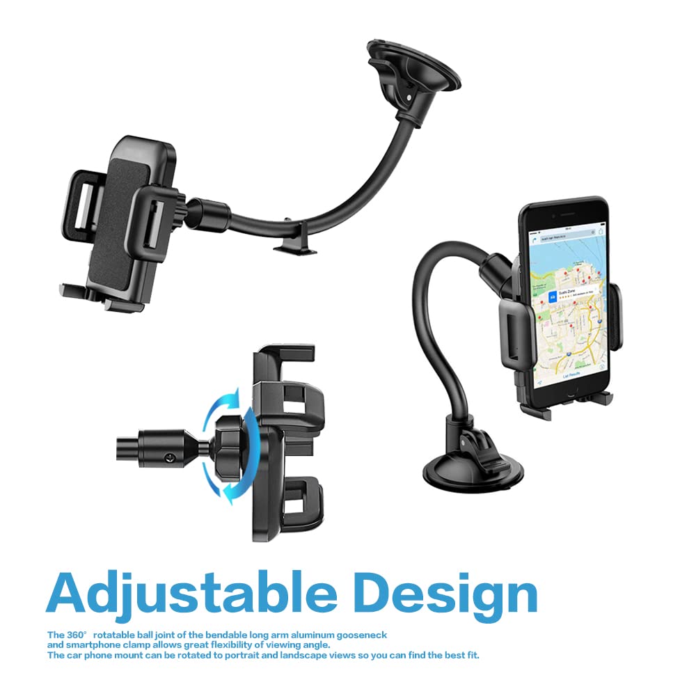 Car Phone Holder Mount, Cell Phone Holder for Car,Universal Car Phone Mount Windshield with Strong Suction, Anti-Shake Stabilizer Phone Car - View 6 of 7