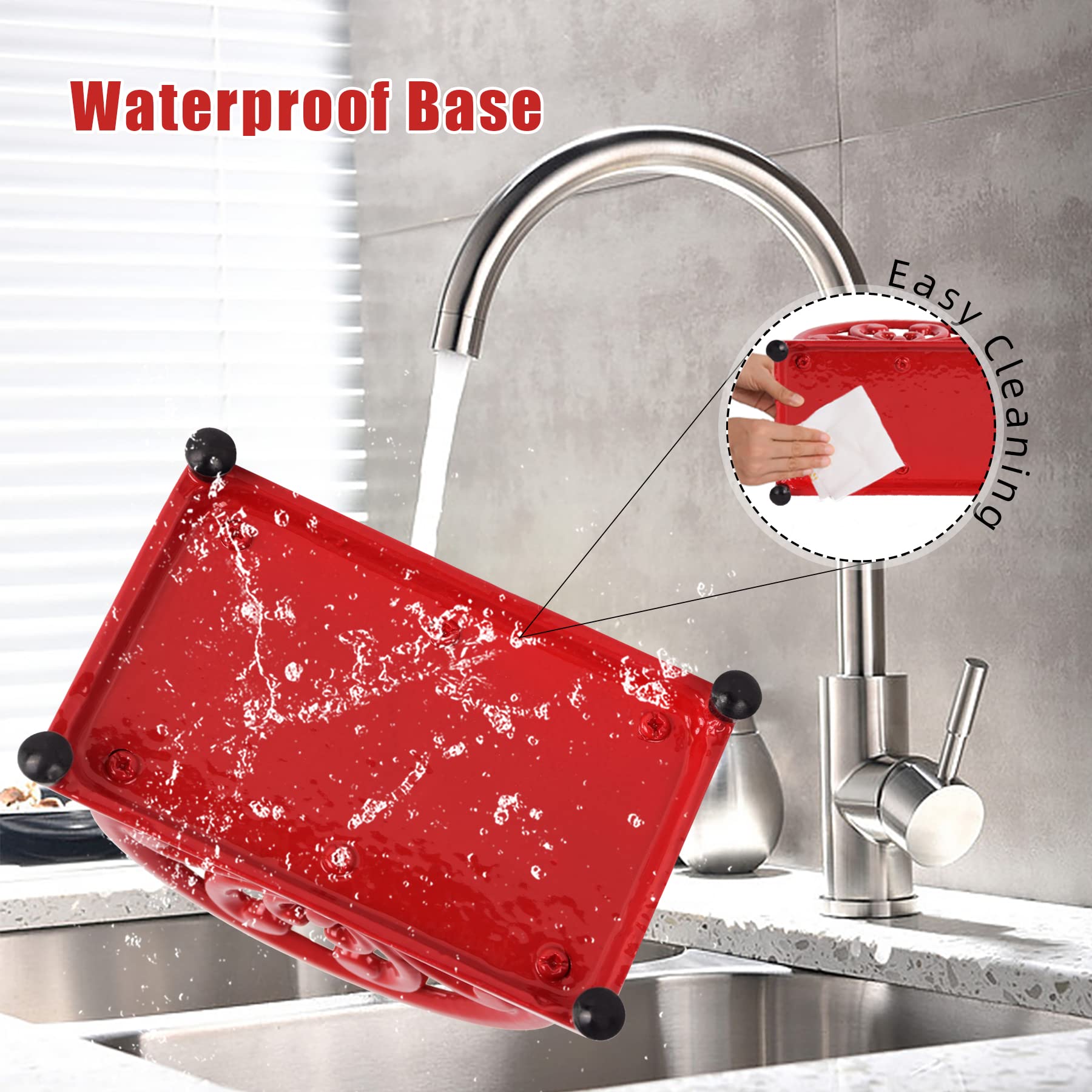 Minluful MINLUFUL Vintage Cast Iron Napkin Holder Upright Paper Dispenser for Kitchen Restaurant Bar Red Flower Pattern Decor - View 3 of 7