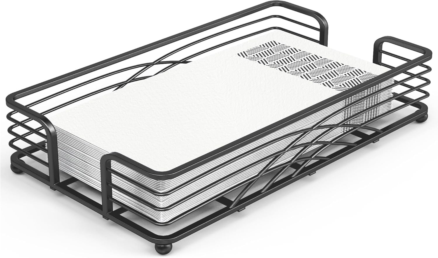 LEVIMETREE Black Guest Towel Holder Tray for Bathroom Disposable Paper Hand Towel Holder, Rectangle Napkin Organizer for Powder Room, Modern Guest