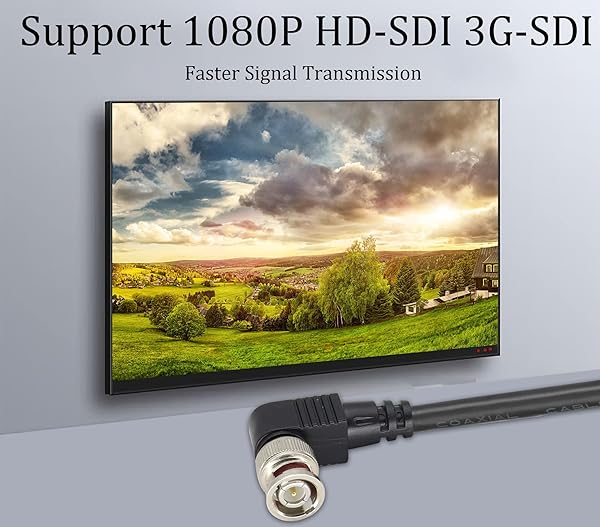 HCFeng High-Quality HCFeng BNC Right Angle Elbow Cable - 1080P Male to Male for CCTV & Surveillance (1M/3.3ft, 2 Pack) - View 8 of 9