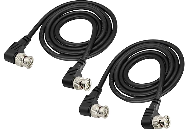 HCFeng High-Quality HCFeng BNC Right Angle Elbow Cable - 1080P Male to Male for CCTV & Surveillance (1M/3.3ft, 2 Pack)