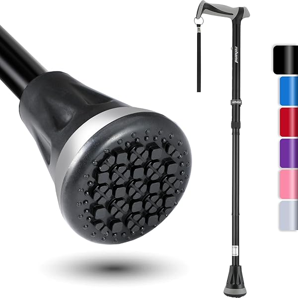 rehand REHAND Foldable Adjustable Walking Cane for Men and Women Heavy Duty All Terrain Tip with Travel Bag Ideal for Seniors and Adults Natural Black