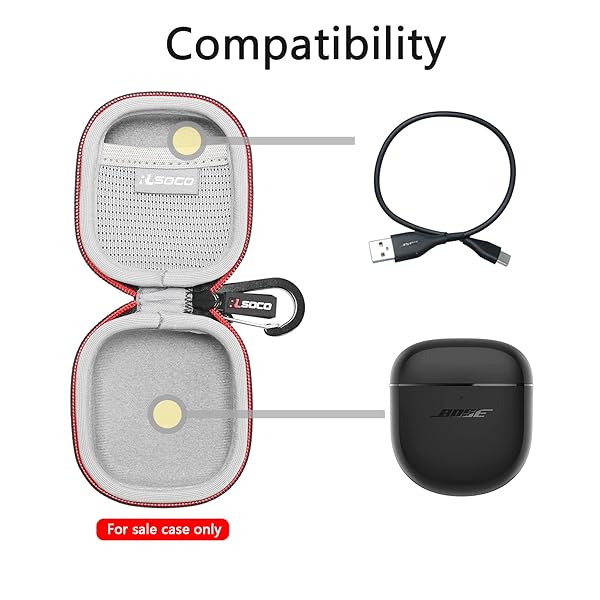 RLSOCO RLSOCO Hard Case for Bose QuietComfort Ultra & Earbuds II - Durable Protection for Wireless Noise Cancelling Earbuds (Black) - View 3 of 6