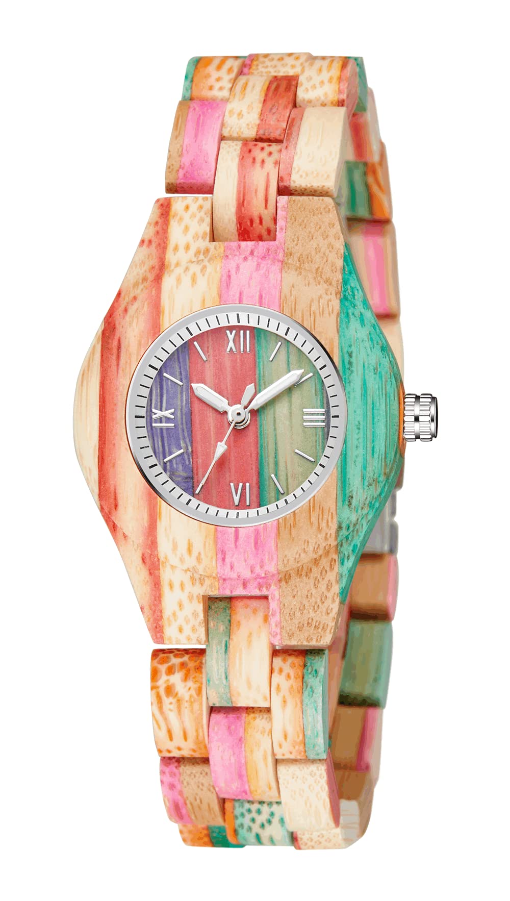 Dentily Dentily Colorful Handmade Wooden Bamboo Quartz Watch for Women Stylish and Unique Ladies Timepiece