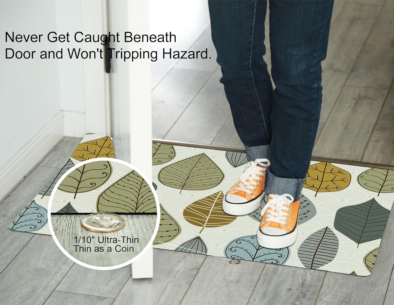 Cosilyt Cosilyt Ultra Thin 24x35 Large Non Slip Waterproof Indoor Door Mat with Multi Leaves Design for Kitchen and Home Use - View 2 of 9