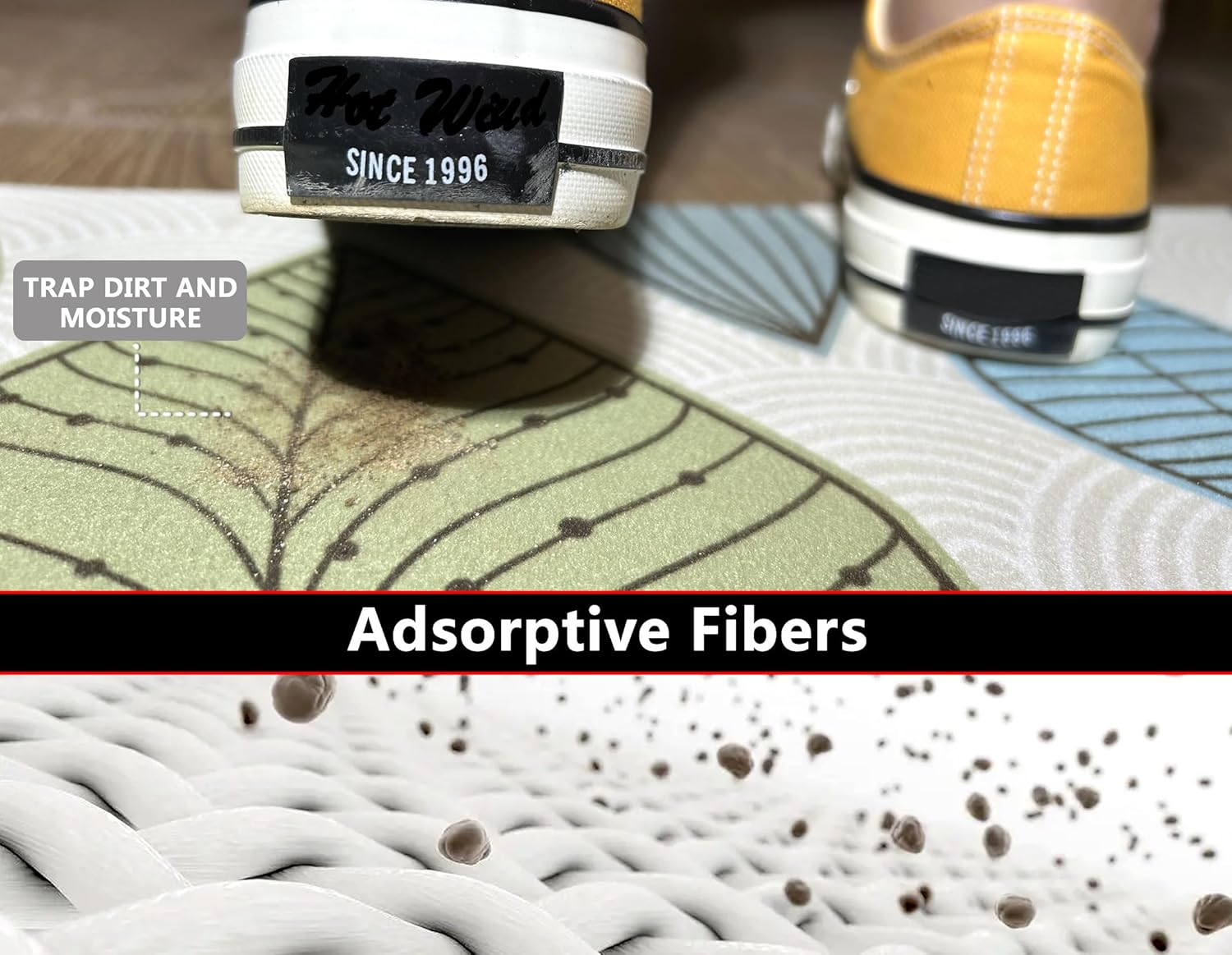 Cosilyt Cosilyt Ultra Thin 24x35 Large Non Slip Waterproof Indoor Door Mat with Multi Leaves Design for Kitchen and Home Use - View 4 of 9