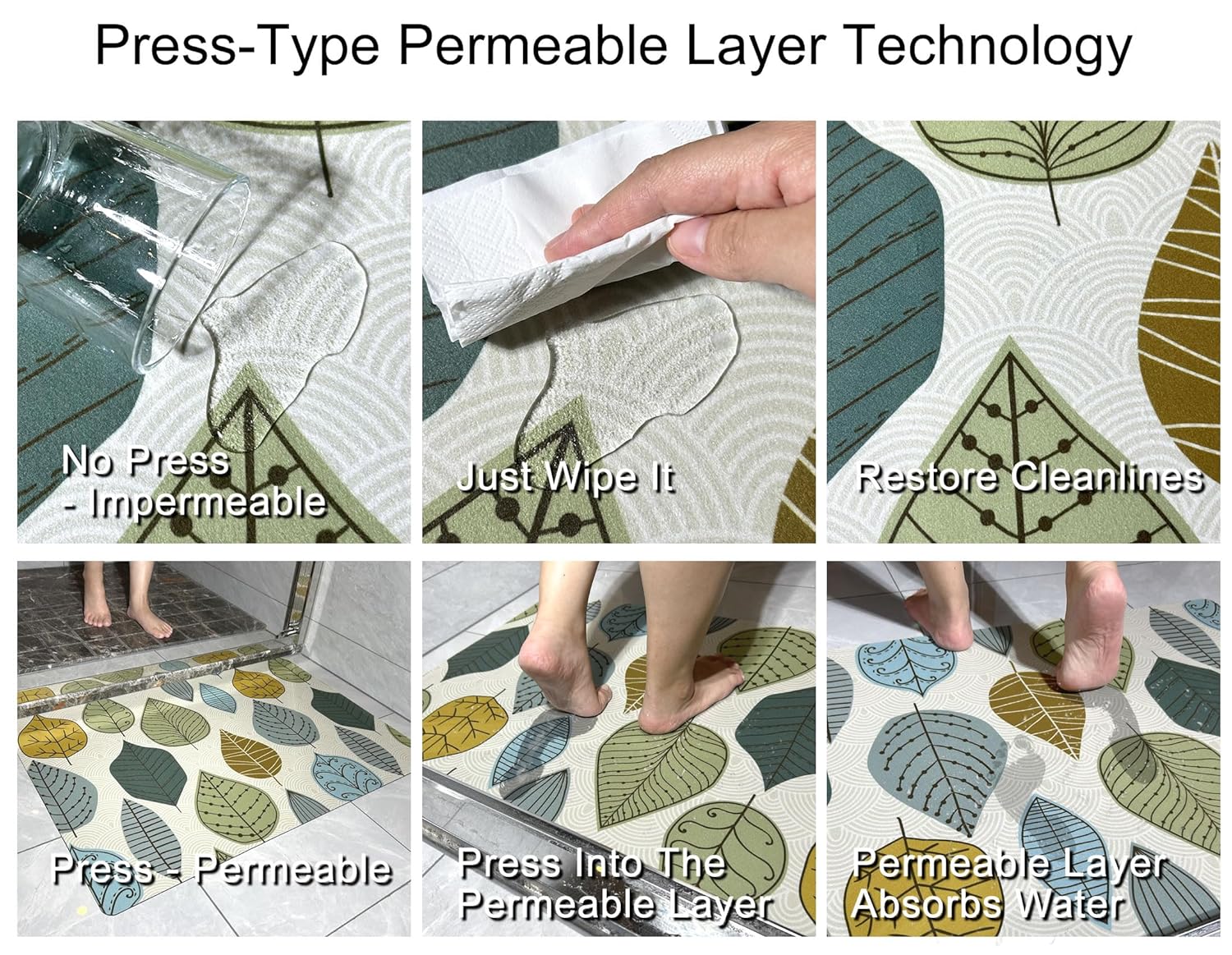 Cosilyt Cosilyt Ultra Thin 24x35 Large Non Slip Waterproof Indoor Door Mat with Multi Leaves Design for Kitchen and Home Use - View 5 of 9